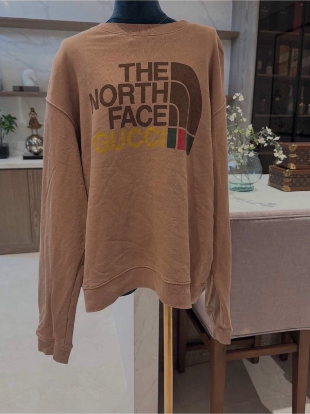 The North Face Gucci Brown Crewneck Sweatshirt with Logo